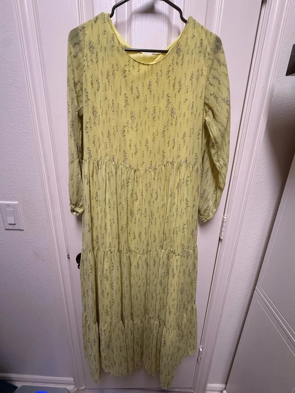 Long Yellow Floral Tie-Waist Maxi Dress